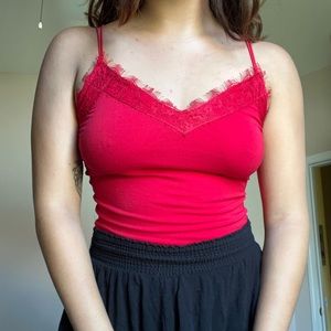 Red lace shirt